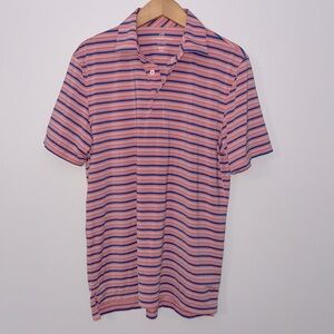 Southern Tide Pink Striped Golf Polo Shirt MediumPerformance Short Sleeve
